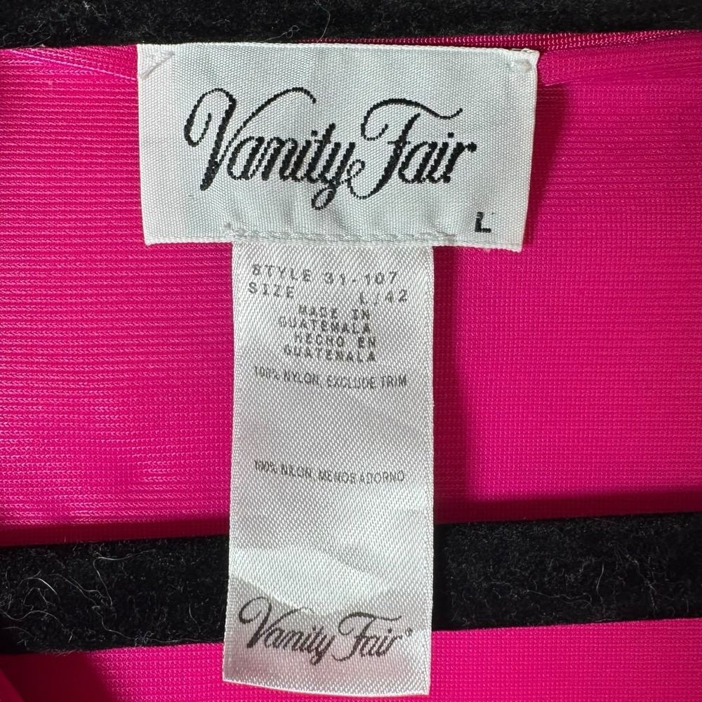 Vanity Fair Robe Womens‎ Size Large Dark Pink Nylon Made in USA Floral Motif - Picture 3 of 9